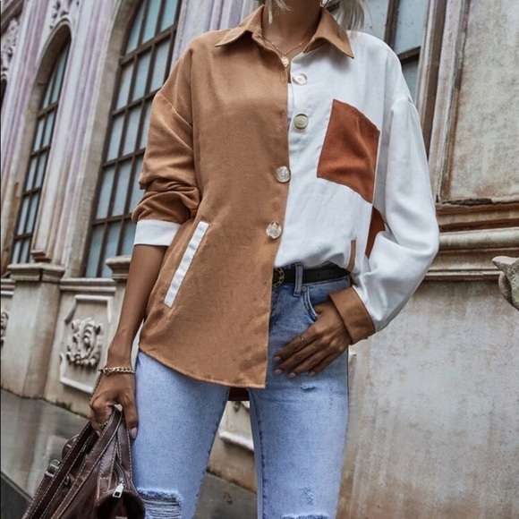 Delilah Wear Tops - Color block Button down top